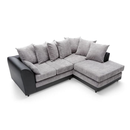 Dilan Fabric Corner Sofa - Black-Right Facing