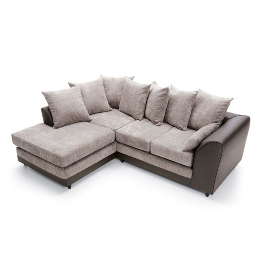 Dilan Fabric Corner Sofa - Brown-Left Facing