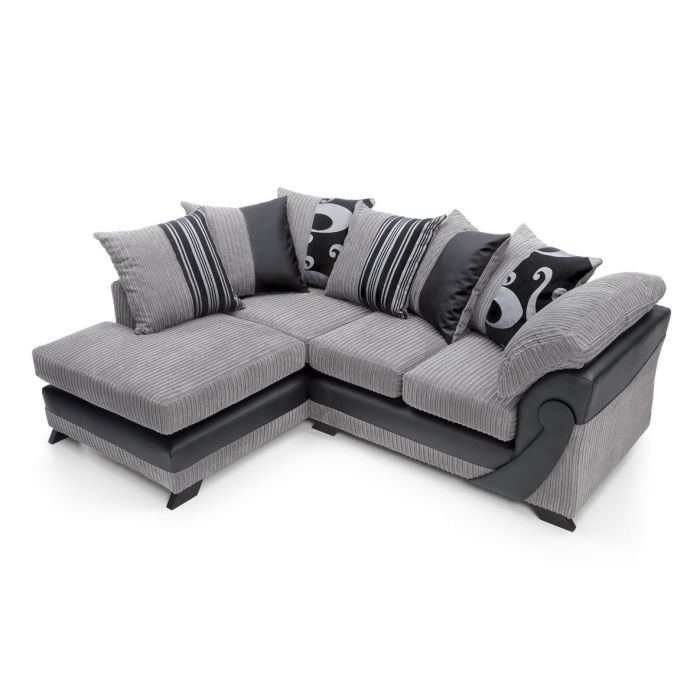 FURCO Grey Chenille Chaise Corner Sofa - Modern Design with Deep Foam Seating