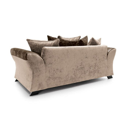 Faro Modern Style Crushed Chenille 3 Seater Sofa - Brown Fabric