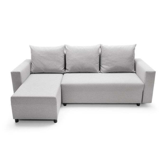 Osllo Corner Sofabed - Light Grey-Left Facing Fabric