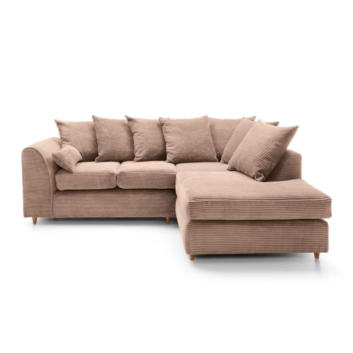 Jumbo Cord Brown Fabric Corner Sofa