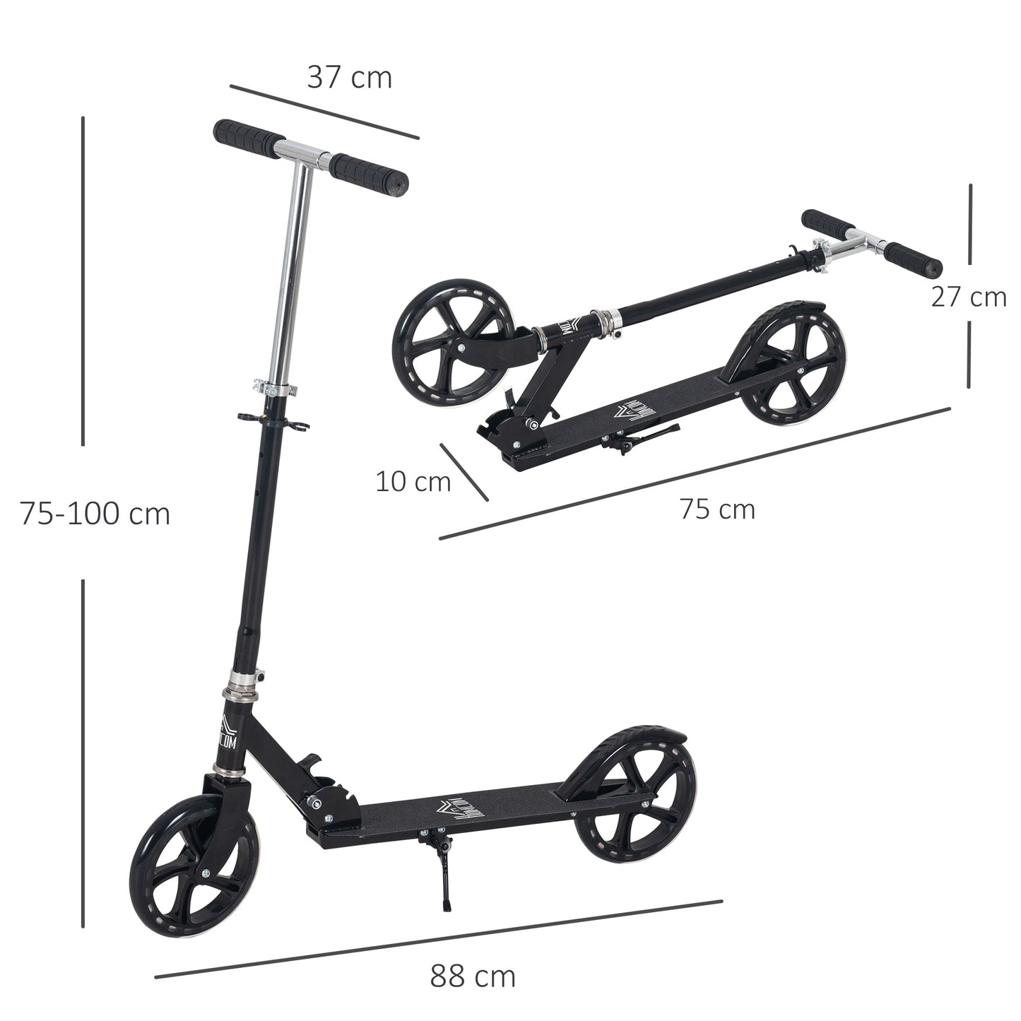 HOMCOM ids Scooter Teenager Kick Scooter Foldable 4 Levels Adjustable Height with Rear Fender Brake for 7-14 Years