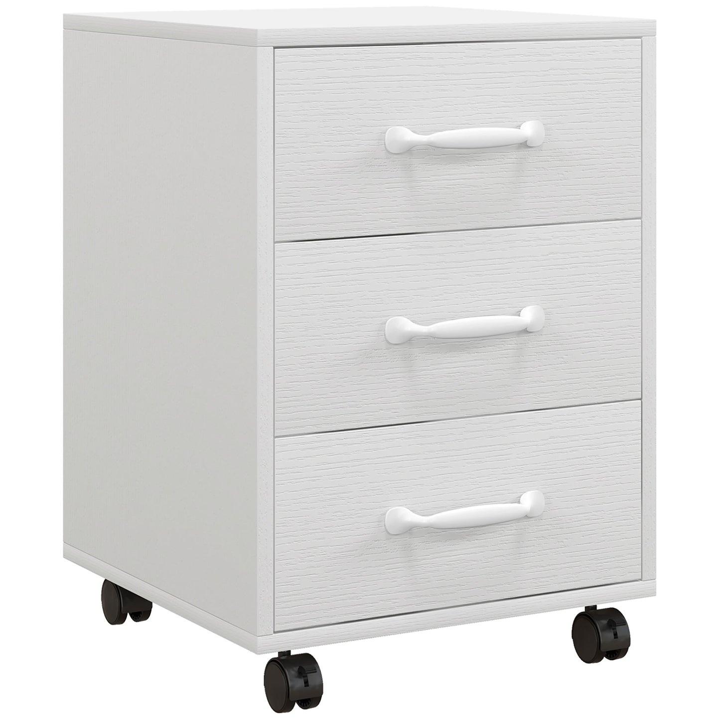 HOMCOM Drawer File Cabinet, Mobile Filing Cabinet on Wheels for Home Office, Study, White