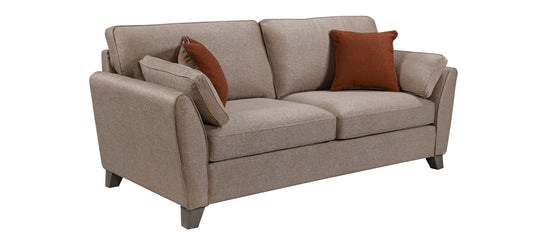 Trel Biscuit Sofabed Breathable Linen Look Fabric With Solid Wooden Legs With A Limed Oak Finish