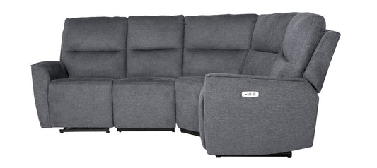 Charcoal Fabric Electric Corner Sofa with USB Port and Hardwood Frame