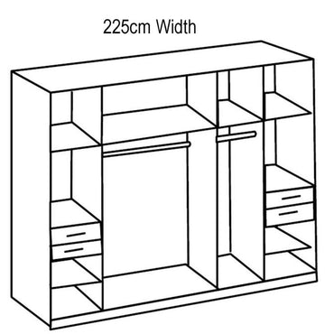 Graphite Grey 5-Door Wardrobe | Hinged | Mirrored Door and Drawers | 5 Doors | 225cm