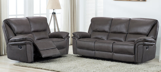 Boston Grey Suede Manual Recliner Sofa Set - 3-Seater with 2 Armchairs, Hardwood Frame, Durable Construction