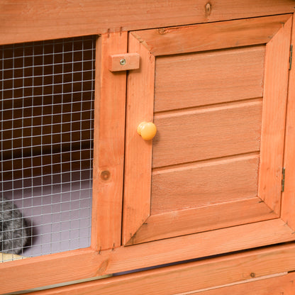 PawHut Large Rabbit Hutch Outdoor, Guinea Pig Hutch, Wooden Small Animal House, with Rabbit Run, 215 x 63 x 97 cm