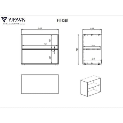 Vipack Bookcase Pino 2-Tier Wood White