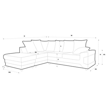 Dyno Fabric Corner Sofa - Black-Left Facing