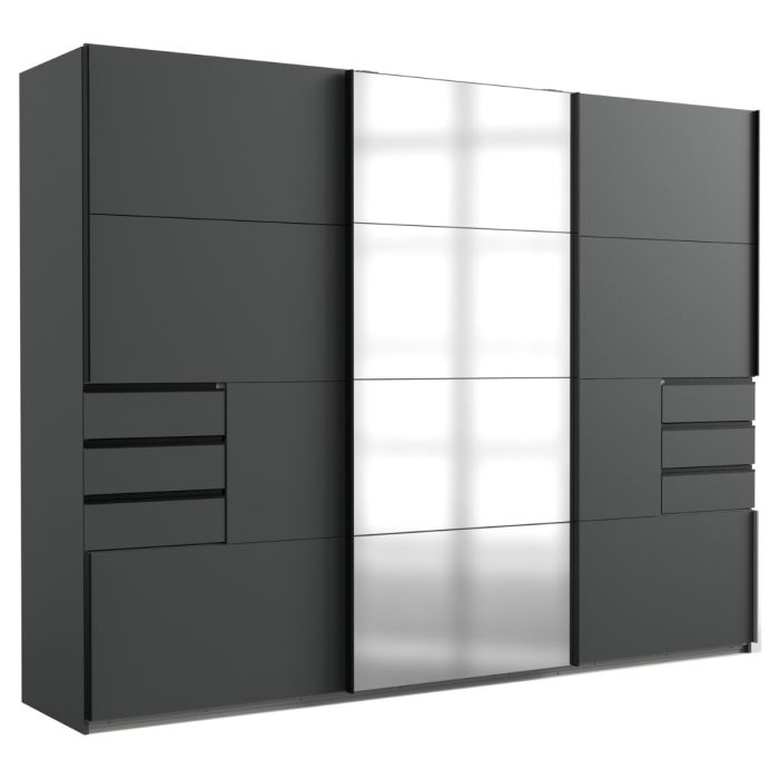 Senegal 3 Door Sliding Wardrobe with Mirror in Graphite Grey | Contemporary Design | Furco