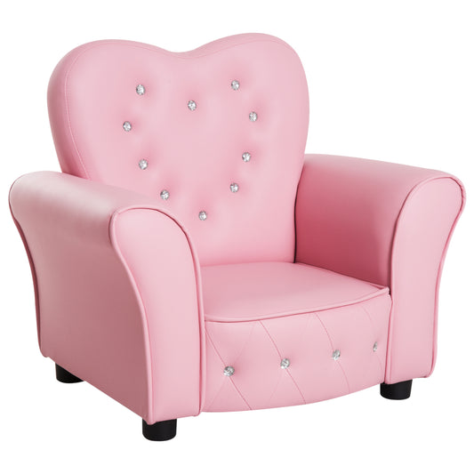 HOMCOM ids Armchair Toddler Chair Seating Relax Playroom Seater Girl Princess Pink