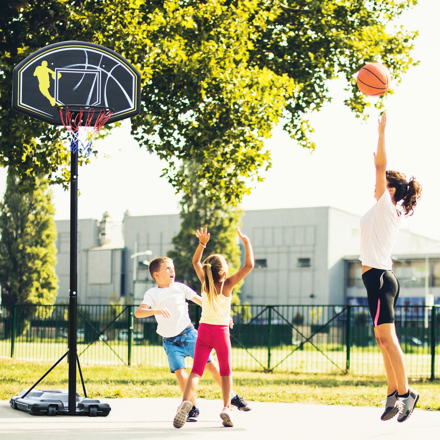 HOMCOM ortable Basketball Hoop Stand Fully Adjustable (1.9m-3.05m) PE Backboard Outdoor Adult Teen Senior Fun Sports Games with Wheels