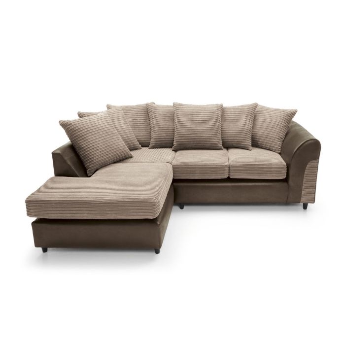 Harley Cord Fabric Corner Sofa - Brown-Left Facing