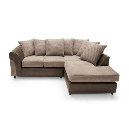 Harley Cord Fabric Corner Sofa - Brown-Right Facing