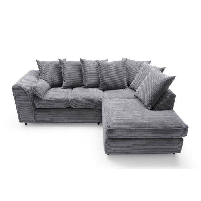 FURCO Grey Cord Chenille Chaise Corner Sofa - Right Facing, Modern Design