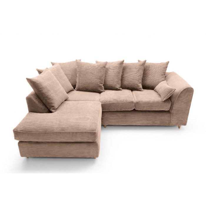 Jill Jumbo Corner Sofa - Brown-Left Facing Fabric