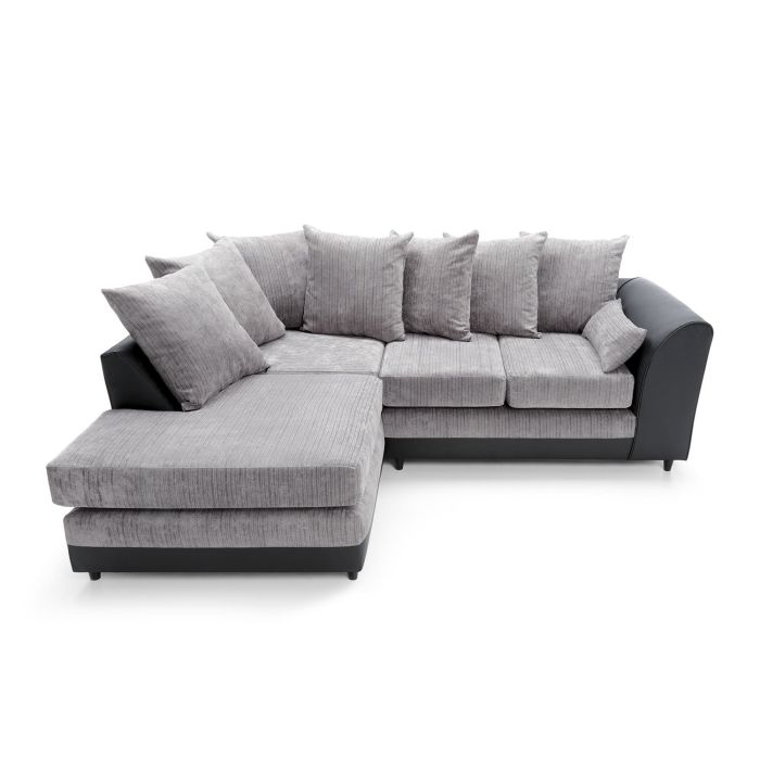 Dilan Fabric Corner Sofa - Black-Left Facing