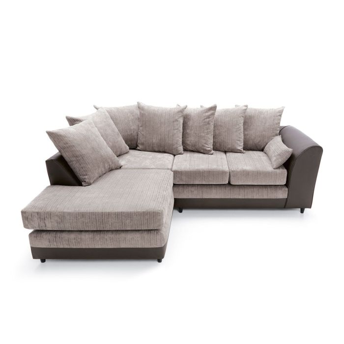 Dilan Fabric Corner Sofa - Brown-Left Facing