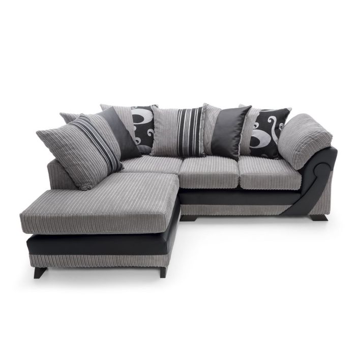 FURCO Grey Chenille Chaise Corner Sofa - Modern Design with Deep Foam Seating