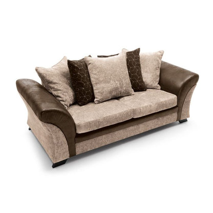 Faro Modern Style Crushed Chenille 3 Seater Sofa - Brown Fabric