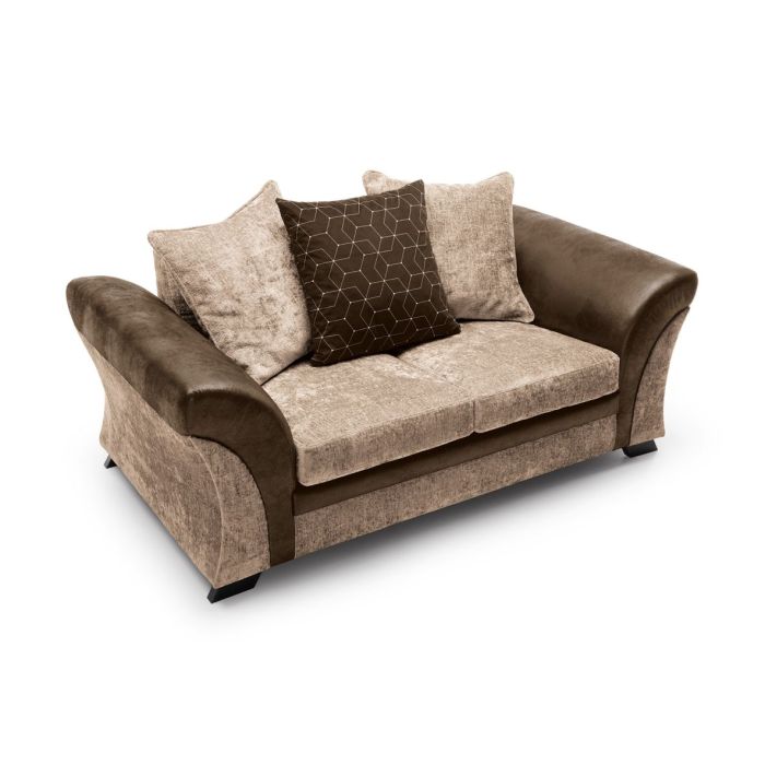 Faro Modern Style Crushed Chenille 2 Seater Sofa - Brown Fabric