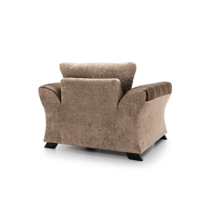 Farrow Crushed Chenille Armchair with Scrolled Arms - Brown Upholstery