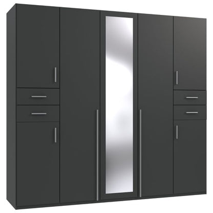 Fenton 5 Door Wardrobe with 4 Drawers in Graphite Grey| Spacious & Contemporary | Furco