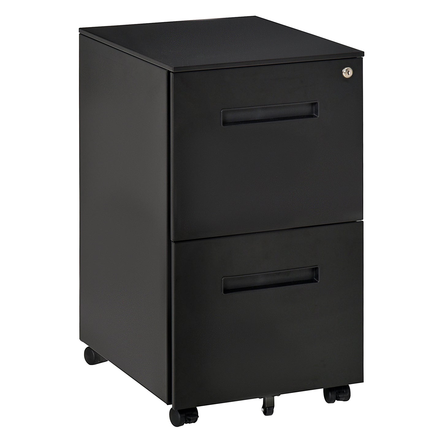 Vinsetto Mobile Steel File Cabinet, 2-Drawer Filing Cabinet, Vertical Lockable Home Office Organizer with Adjustable Partition for A4 Letter Size, Black