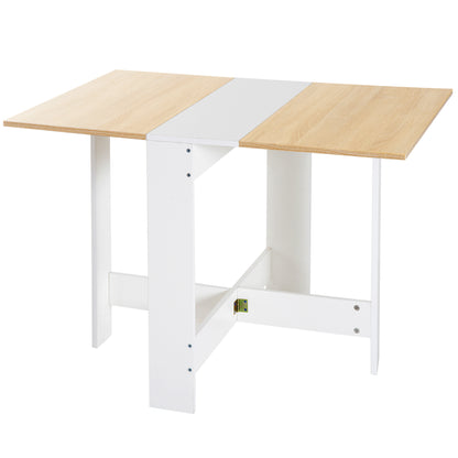 HOMCOM ooden Folding Dining Table Writing Computer Desk PC Workstation Space Saving Home Office Oak & White