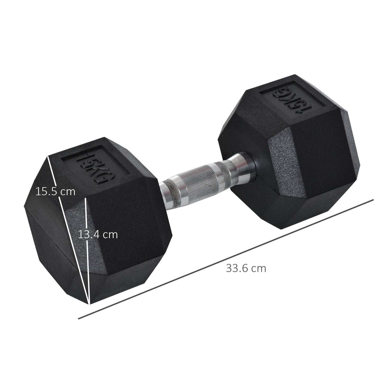 HOMCOM 5KG Single Rubber Hex Dumbbell Portable Hand Weights Dumbbell Home Gym