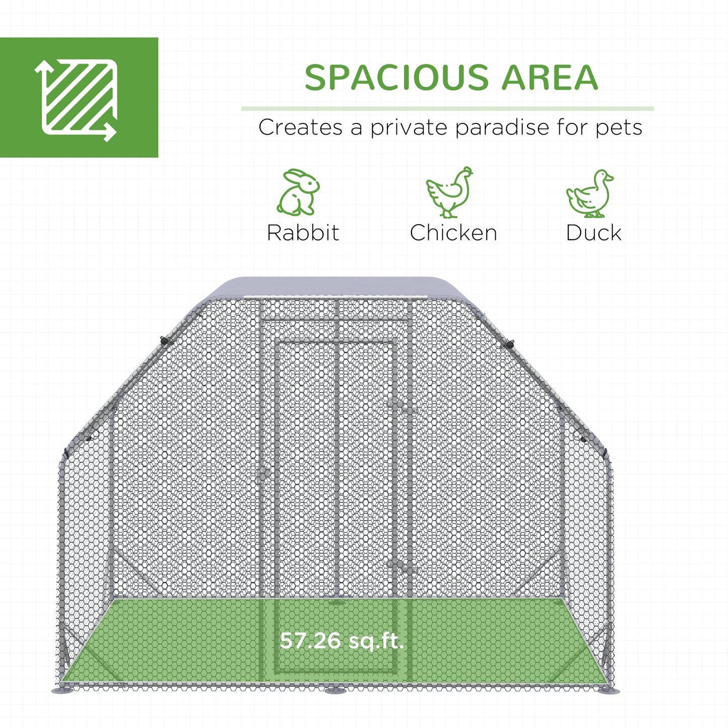 PawHut Walk in Chicken Run Chicken Coop Hen House Outdoor with Roof for 4-6 Chickens, 280 x 190 x 195cm