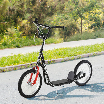 HOMCOM ick Scooters for Kids with Adjustable Height, Anti-Slip Deck, Dual Brakes, Rubber Tyres, for Boys and Girls Aged 5+ Years Old - Black