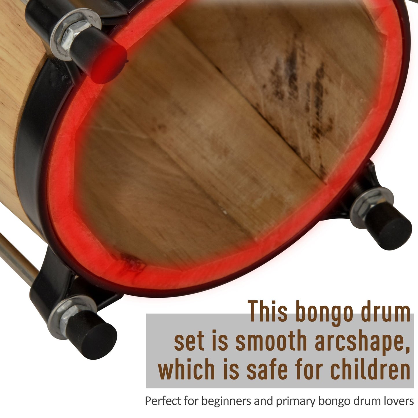 HOMCOM ooden Bongo Drum Set ?7.75" & ?7" w/ Drum Head, Percussion Instrument, Drums, Tuning Wrench For Adults Beginners