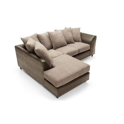 Harley Cord Fabric Corner Sofa - Brown-Left Facing