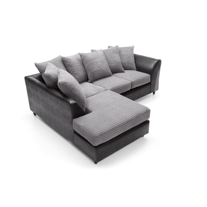 Harley Cord Fabric Corner Sofa - Black-Left Facing