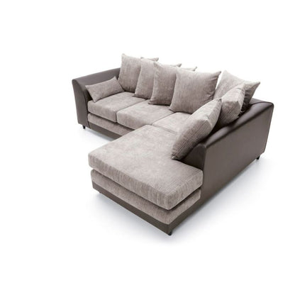 Dilan Fabric Corner Sofa - Brown-Right Facing