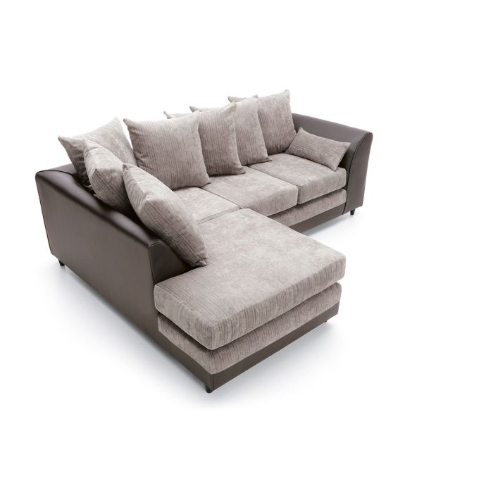 Dilan Fabric Corner Sofa - Brown-Left Facing