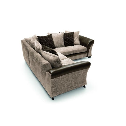 Faro Modern Style Crushed Chenille Fabric Corner Sofa - Brown