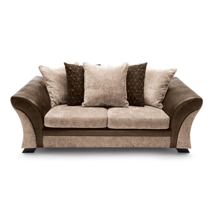 Faro Modern Style Crushed Chenille 3 Seater Sofa - Brown Fabric