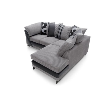 FURCO Chenille Grey Right-Facing Corner Sofa with Chaise and Cushions