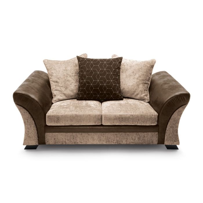 Faro Modern Style Crushed Chenille 2 Seater Sofa - Brown Fabric