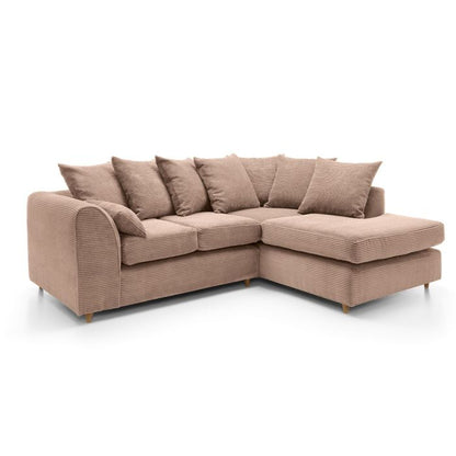 Jumbo Cord Brown Fabric Corner Sofa