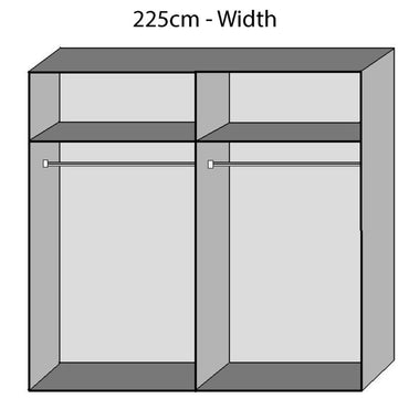 225cm Graphite Sliding Mirrored Wardrobe with Spacious Storage and Modern Design