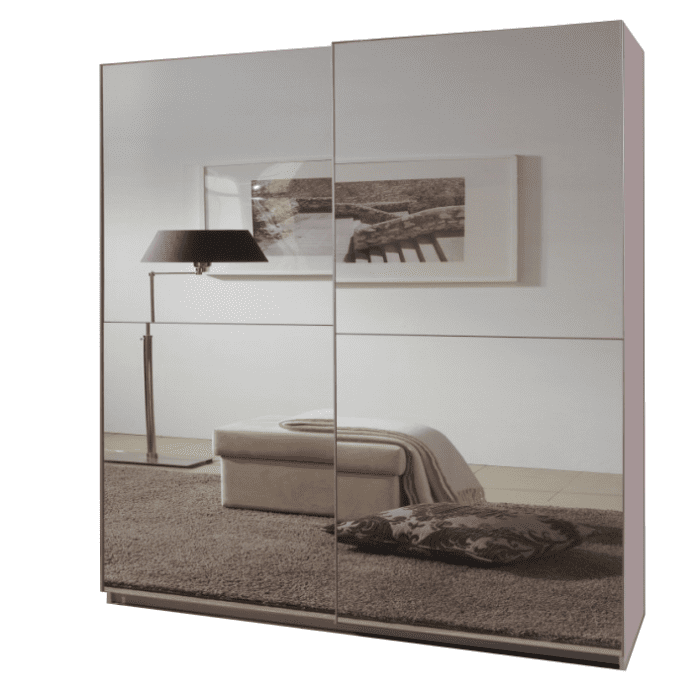 White 2 Door Mirrored Sliding Wardrobe | 180cm Modern Storage Solution | Quinn