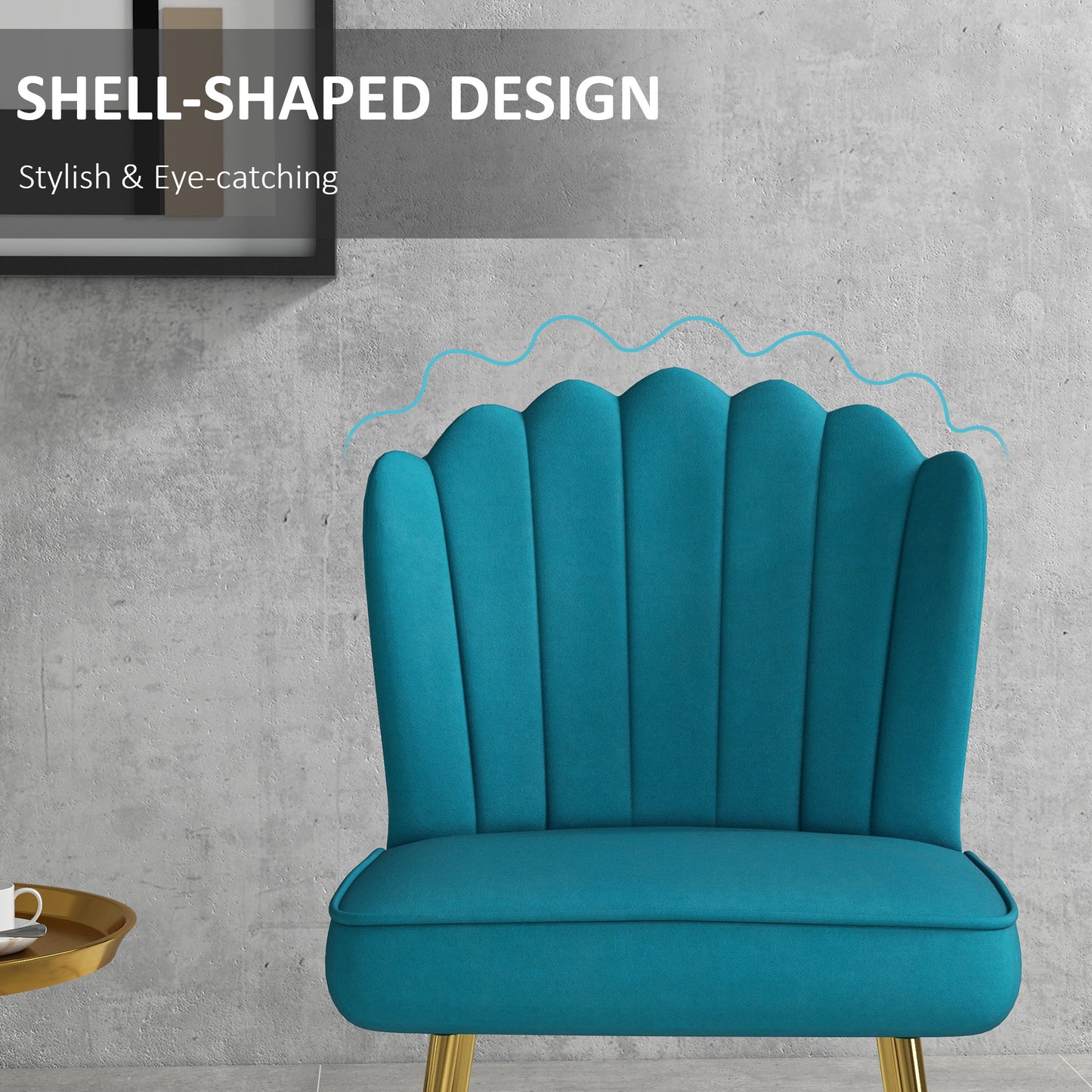 HOMCOM elvet-Feel Shell Accent Chair - Blue