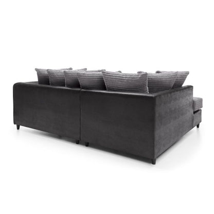 Harley Cord Fabric Corner Sofa - Black-Left Facing