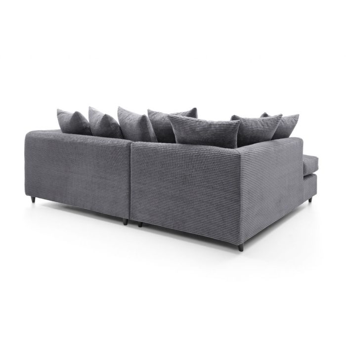 FURCO Grey Left-Facing Chaise Corner Sofa in Soft Cord Chenille Fabric