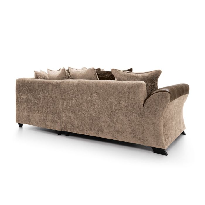 Faro Modern Style Crushed Chenille Fabric Corner Sofa - Brown